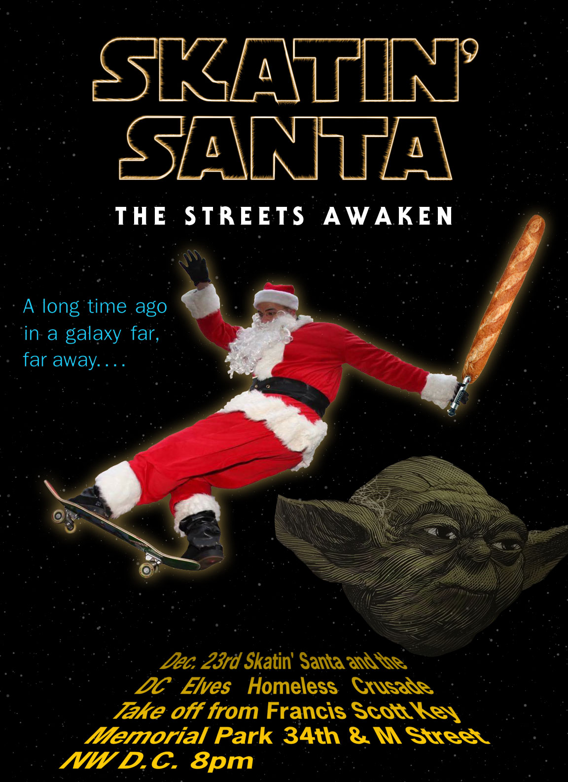 Skatin' Santa flyer publicizing crusade to help homeless people in D.C.